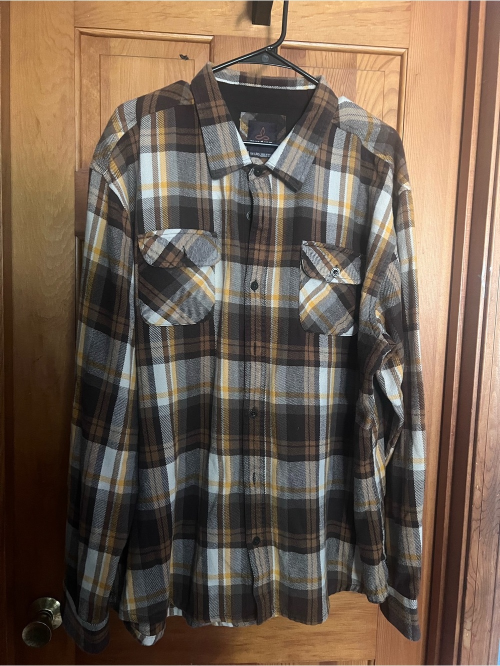 PrAna Men’s Brown Plaid Flannel Shirt - Casual Button-Up